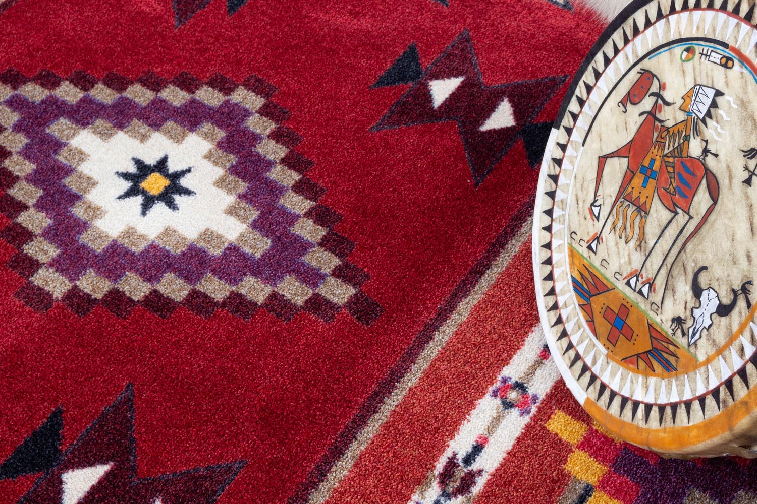 Broken Bow Lodge Area Rug – Southwestern Tribal Red Pattern – Machine Made Polypropylene – Mayberry Rug – Free Shipping