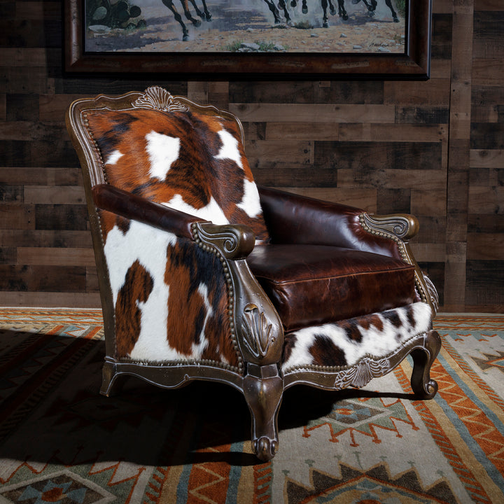 Buckhorn Western Cowhide Chair & Ottoman