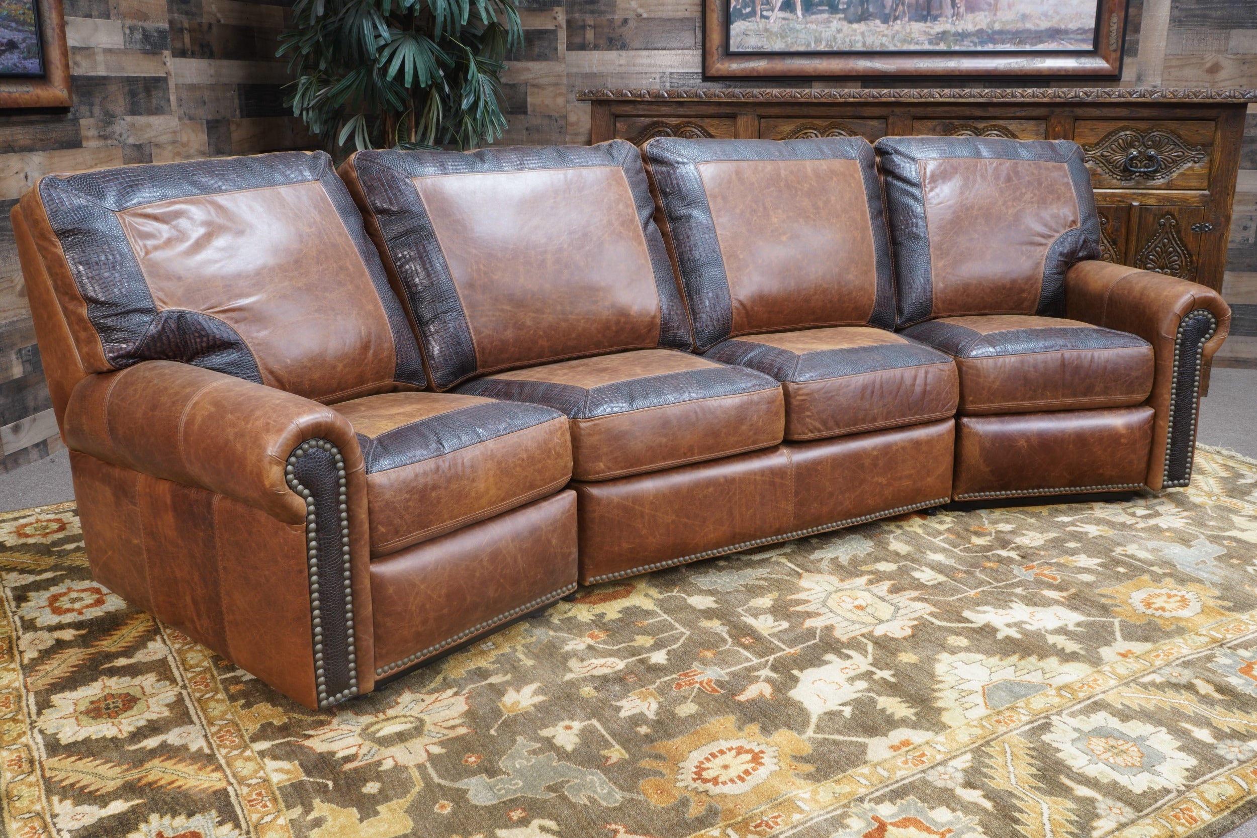 Pitchfork Western Curved Reclining Sofa – Hat Creek Interiors