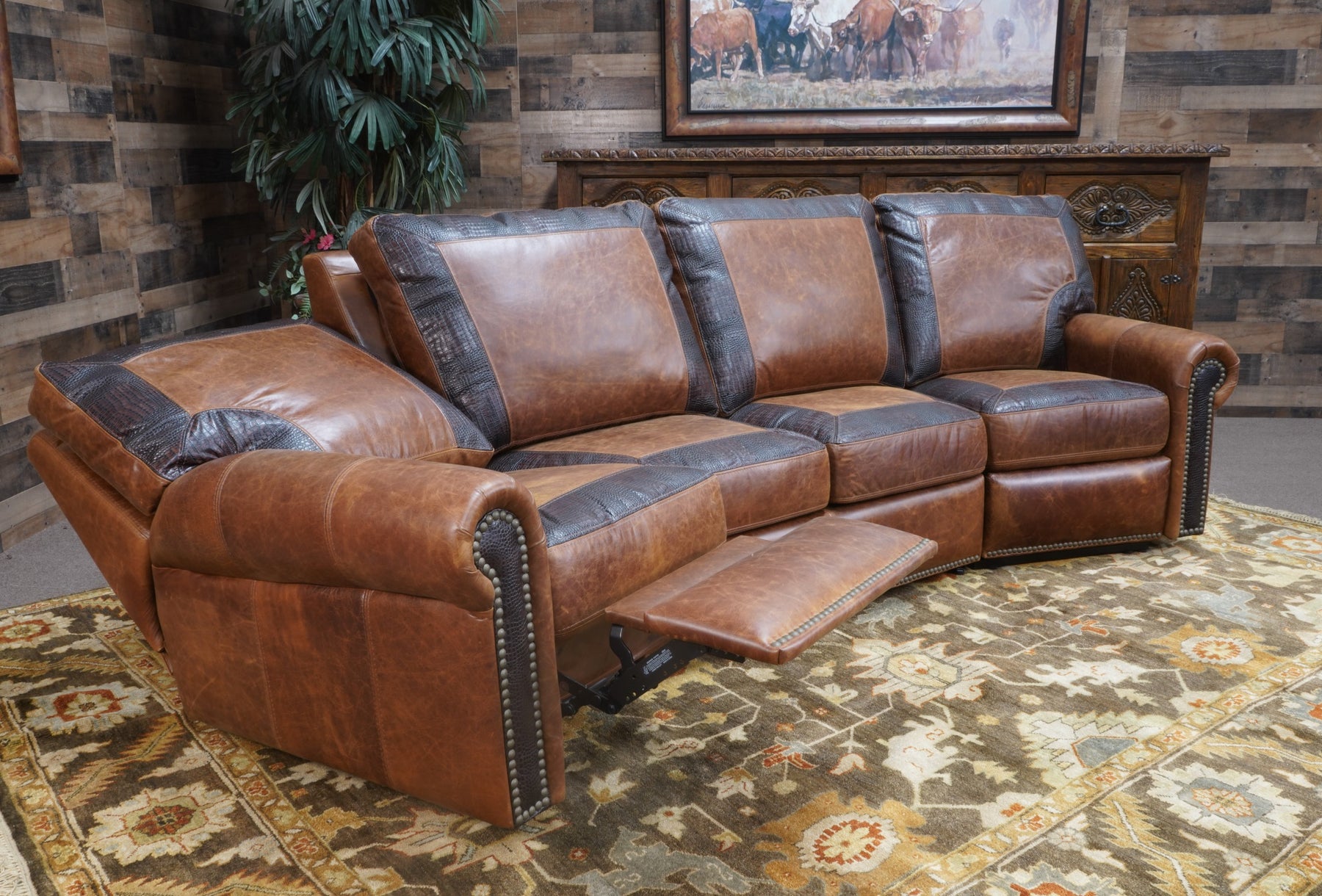 Pitchfork Western Curved Reclining Sofa – Hat Creek Interiors