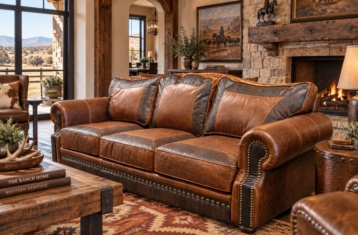 Burlington Western Leather Sofa