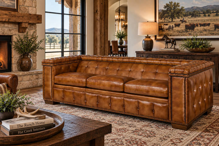 Button Antique Leather Sofa