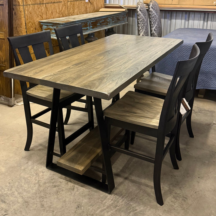 Amish Elm Counter Table Dining Set