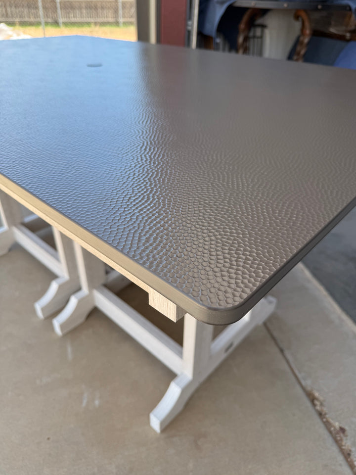Hammered Bronze and Seashell Outdoor Dining Set - 6 Chairs with Table