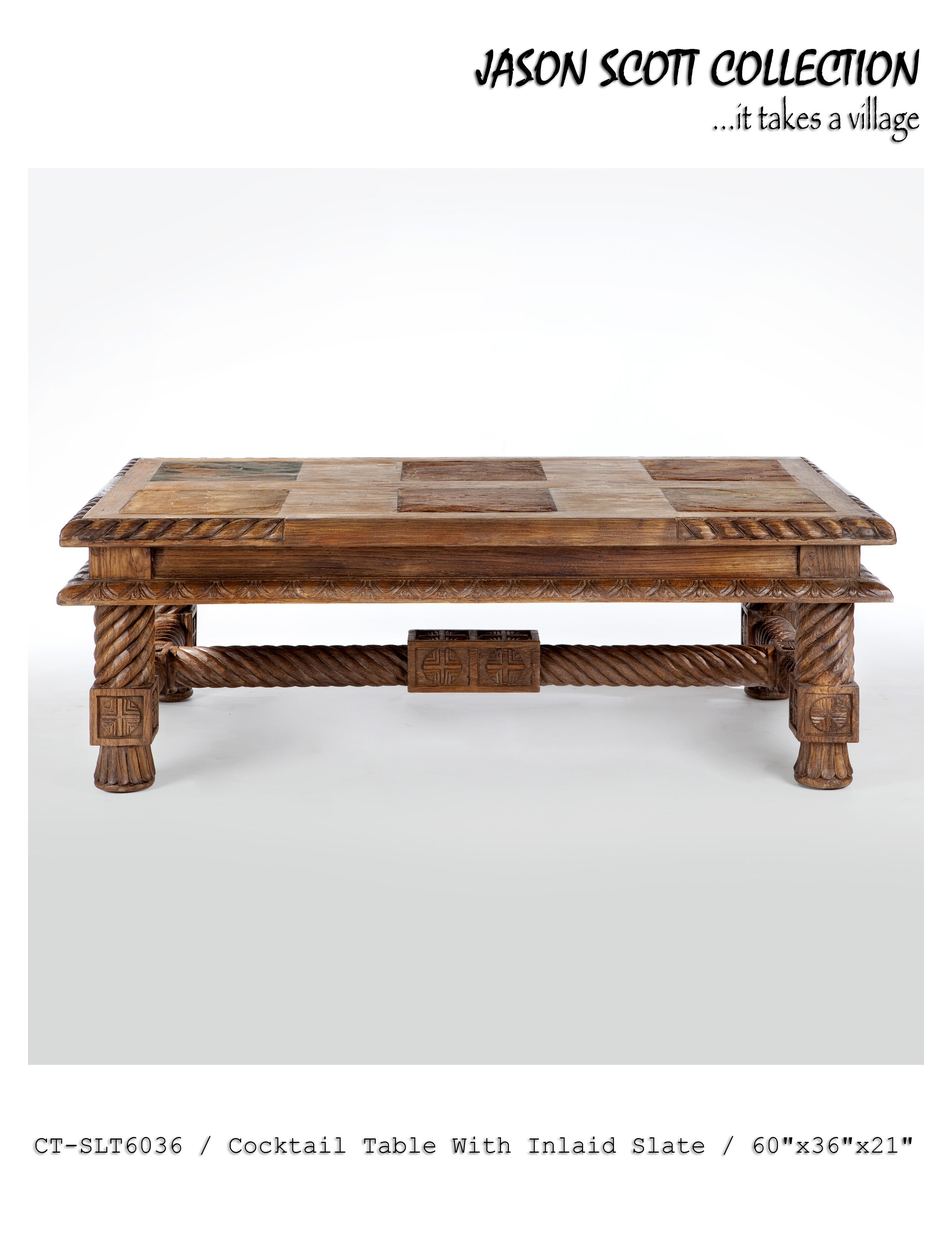 Cocktail Table w/ Inlaid Slate – Hat Creek Interiors
