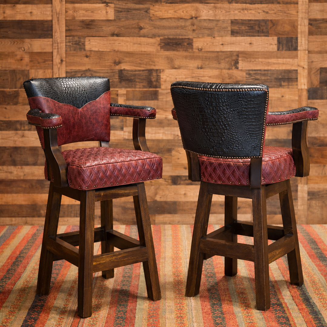Rio Lobos Western Leather Bar Stool