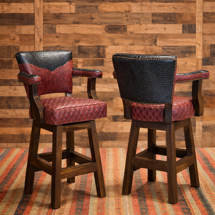 Rio Lobos Western Leather Bar Stool