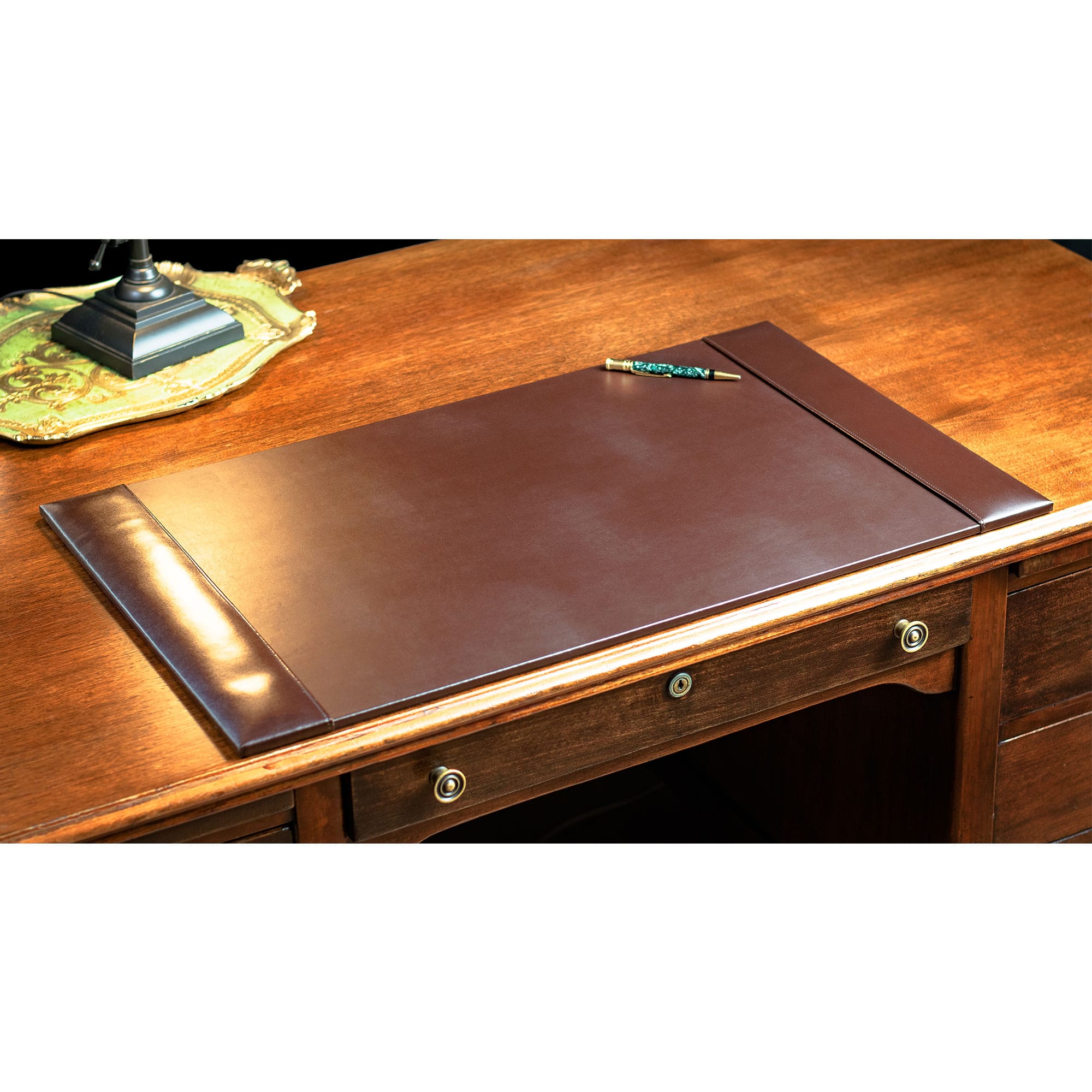 Chocolate Brown Leather Desk Accessory Set | Western Office