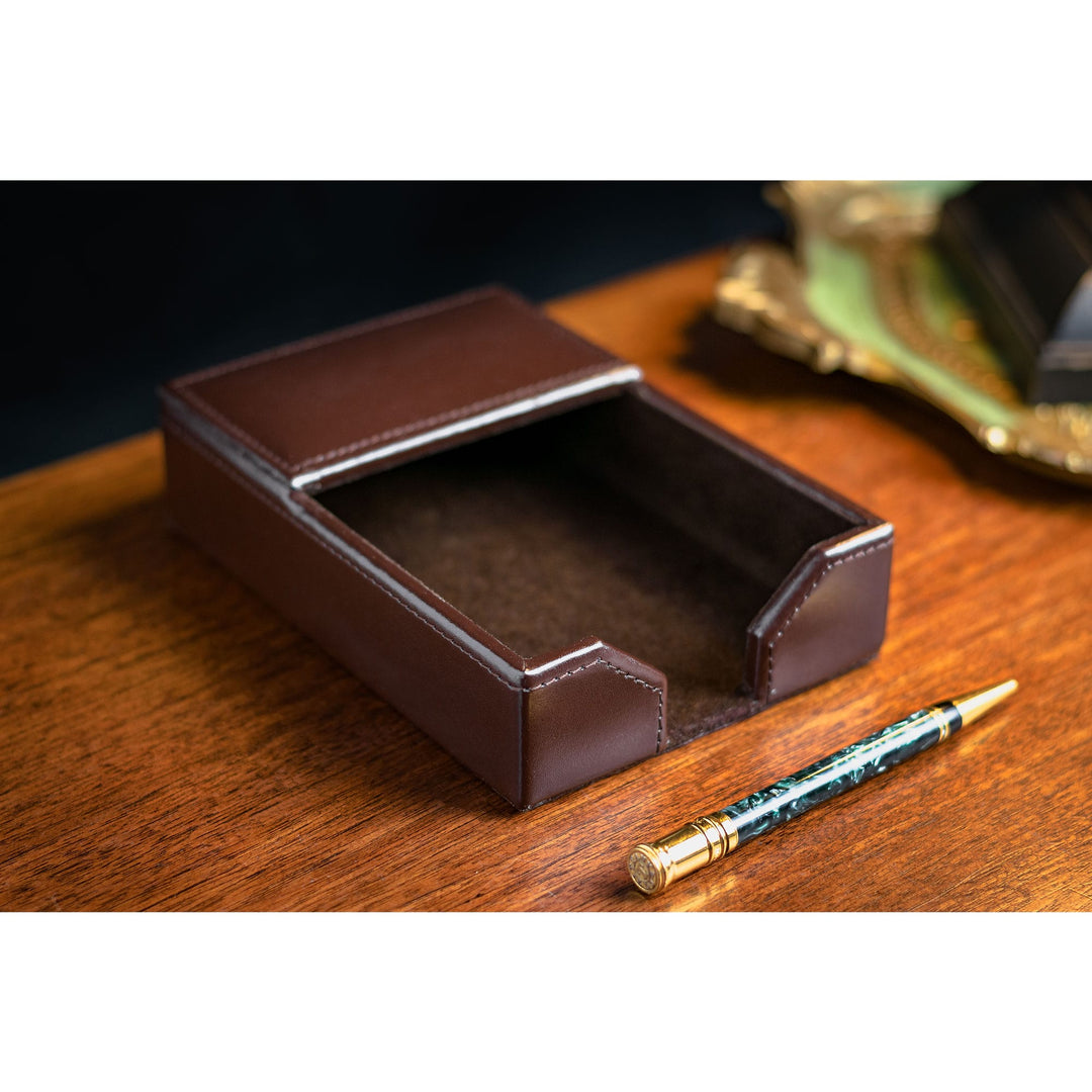 Chocolate Brown Leather Desk Accessory Set