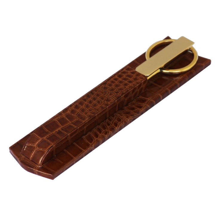 Mocha Gator Leather Desk Accessory Set