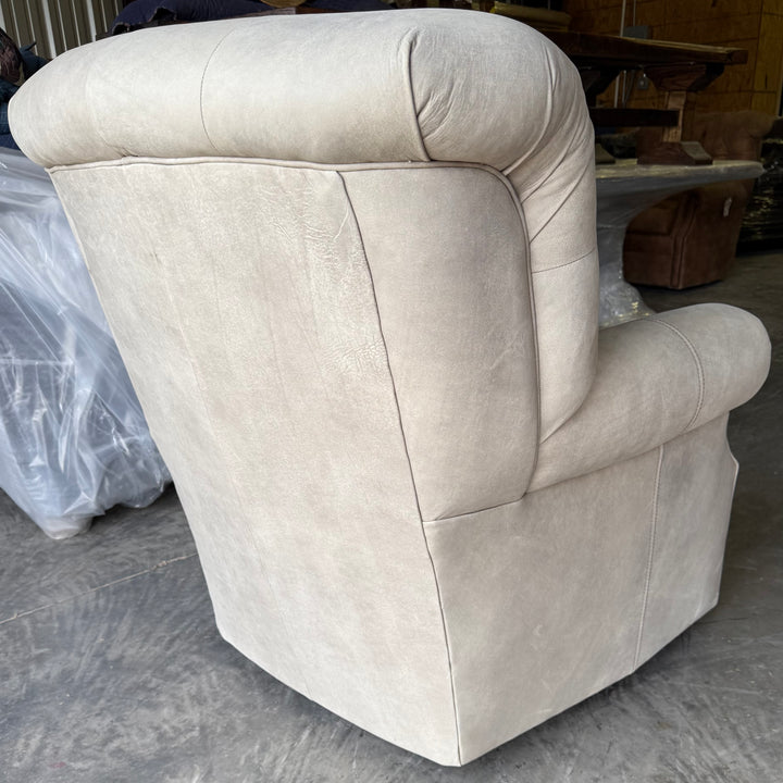 Grey Smoke Tufted Leather Chair