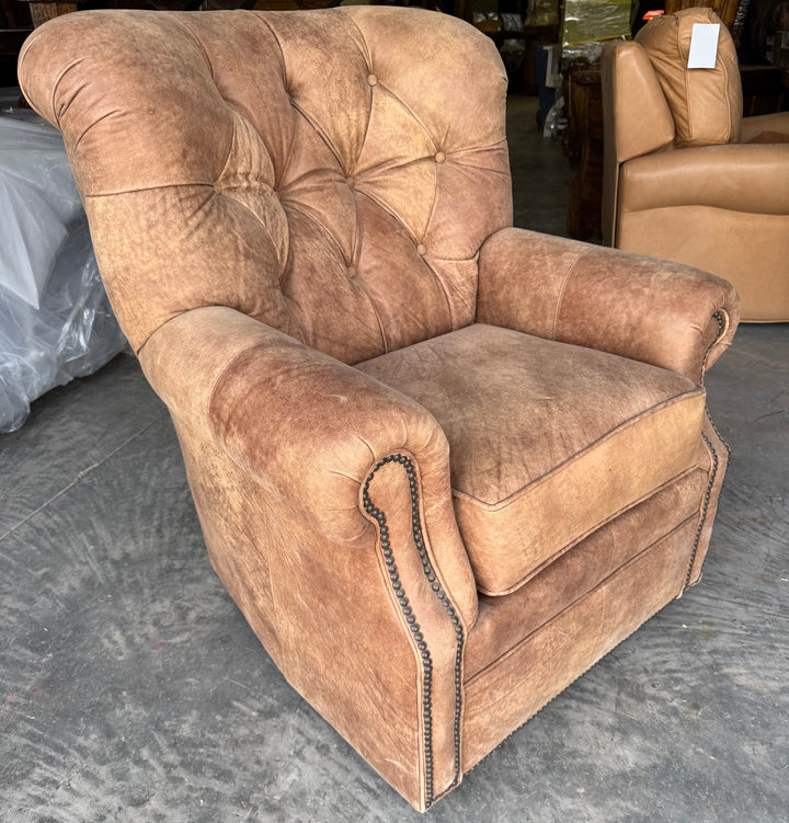 Sylvester Tufted Leather Swivel Chair