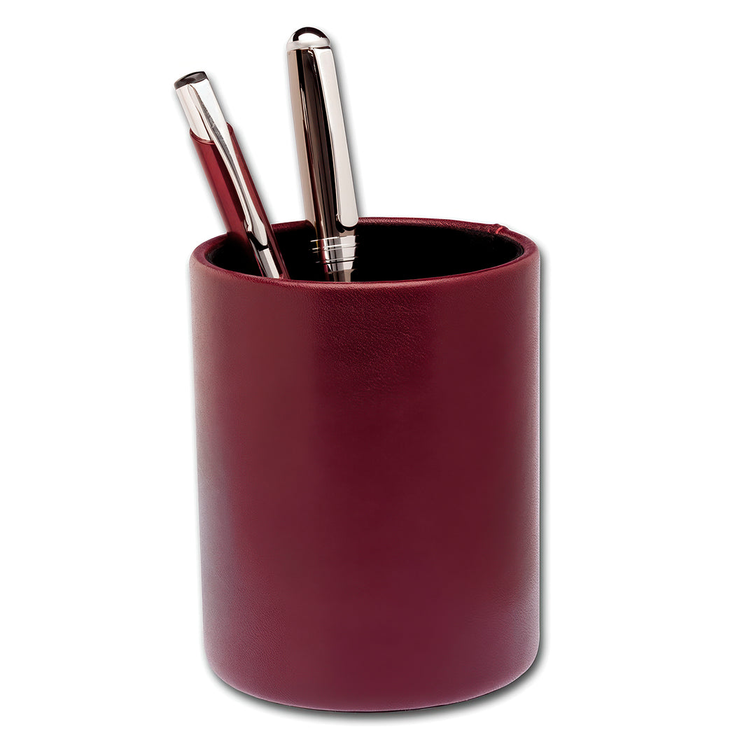 Burgundy & Black Leather Desk Accessory Set