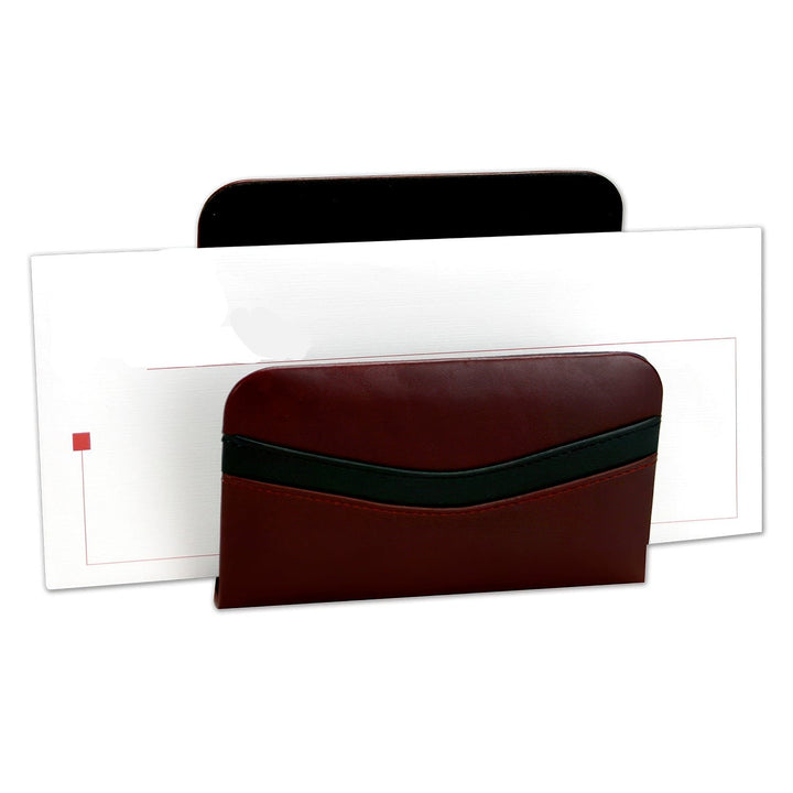 Burgundy & Black Leather Desk Accessory Set