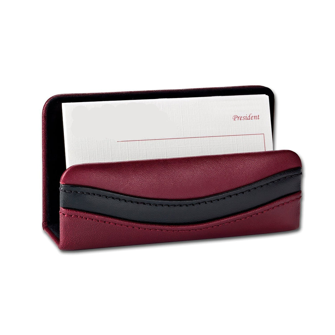 Burgundy & Black Leather Desk Accessory Set