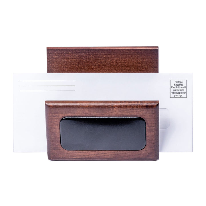 Walnut & Black Leather Desk Accessory Set