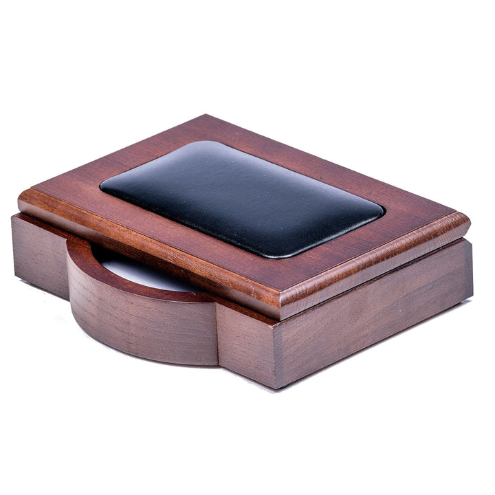 Walnut & Black Leather Desk Accessory Set