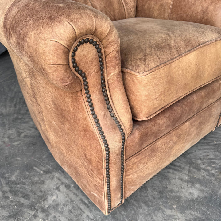 Sylvester Tufted Leather Swivel Chair