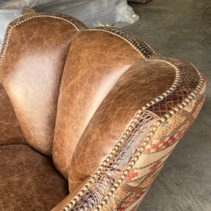 Walnut Croc Swivel Glider Chair