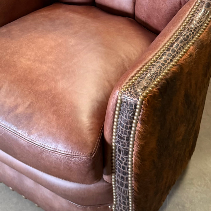 Poncho Cowhide and Croc Swivel/Glider Chair