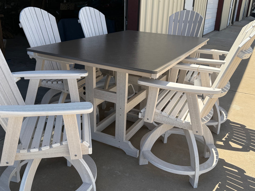 Hammered Bronze and Seashell Outdoor Dining Set - 6 Chairs with Table
