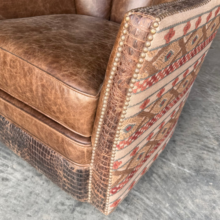Walnut Croc Swivel Glider Chair