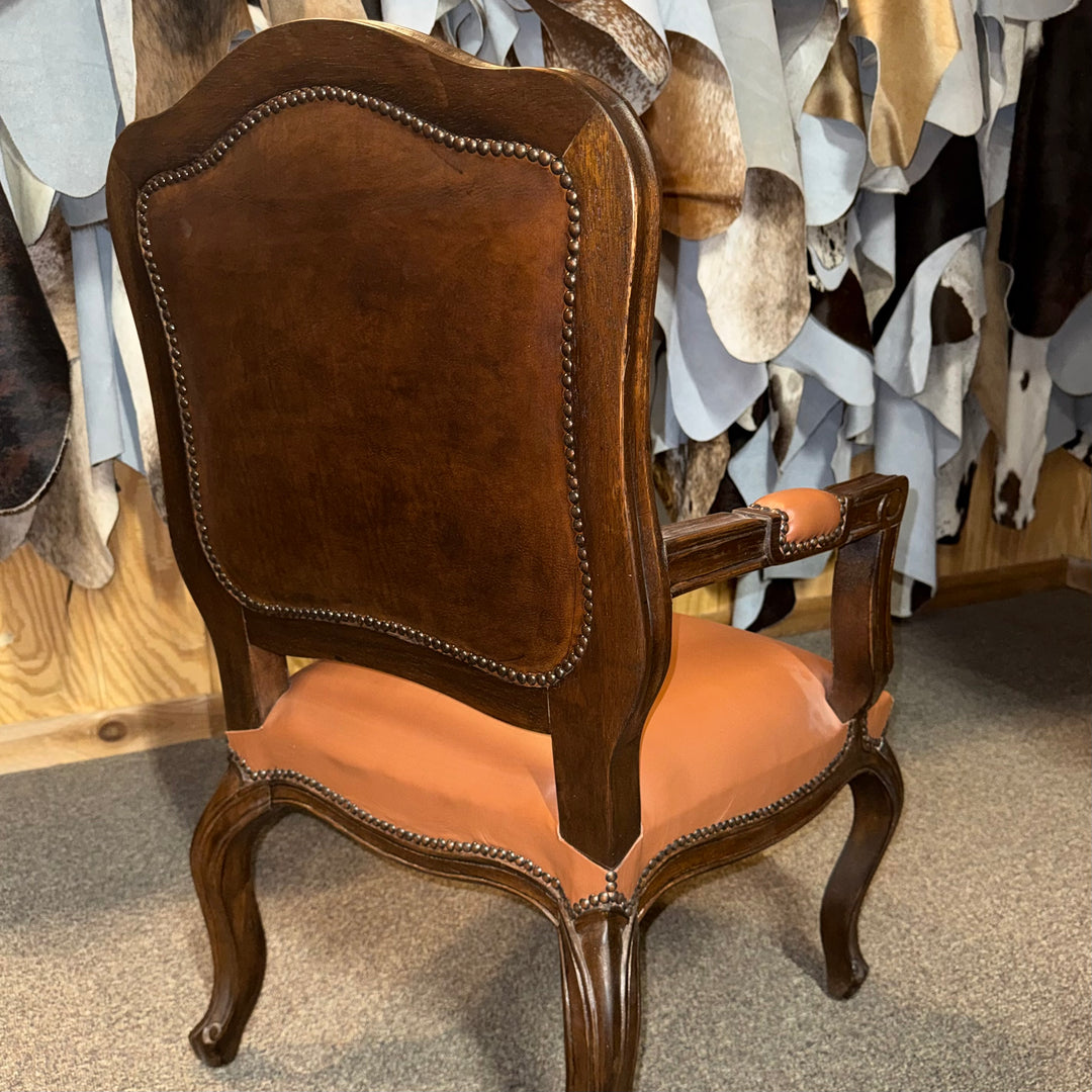 Medallion Carved Leather Accent Chair
