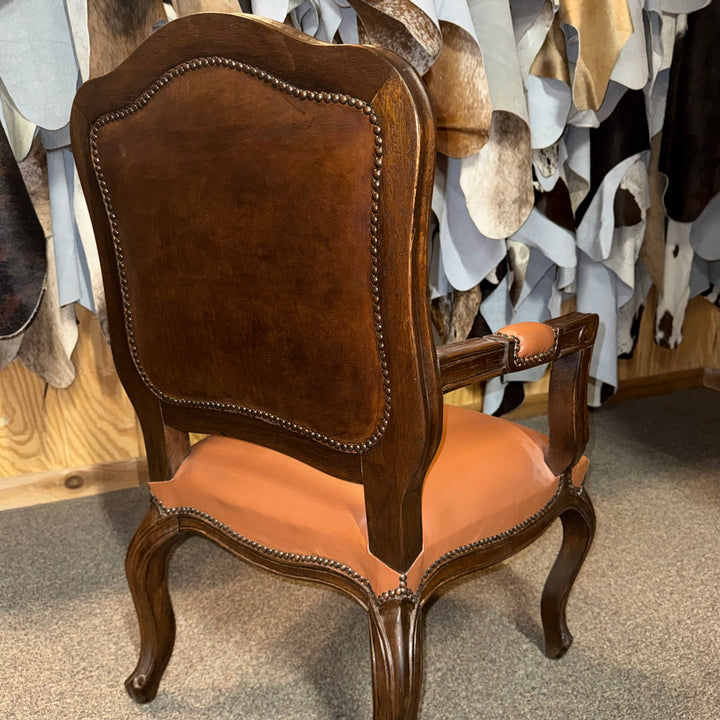 Medallion Carved Leather Accent Chair