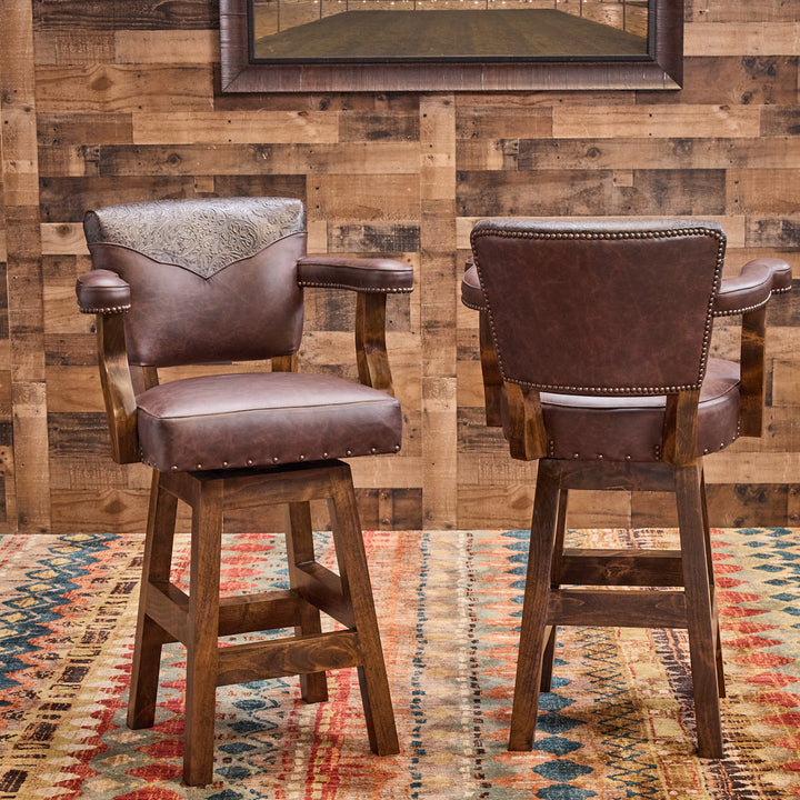 Canyon Lake Western Leather Bar Stool