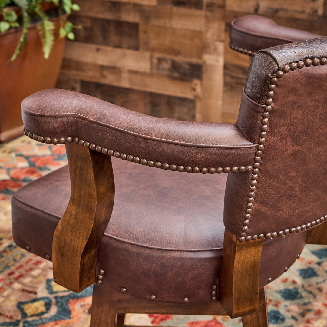 Canyon Lake Western Leather Bar Stool