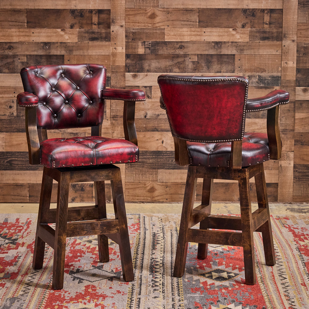 Adobe Coral Leather Bar Stool