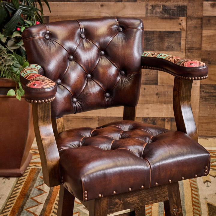 Navajo Western Leather Bar Stool