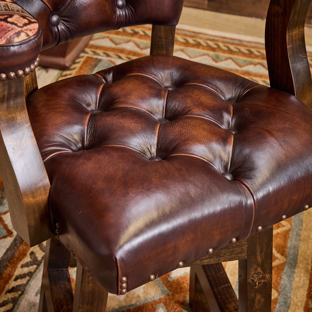 Navajo Western Leather Bar Stool