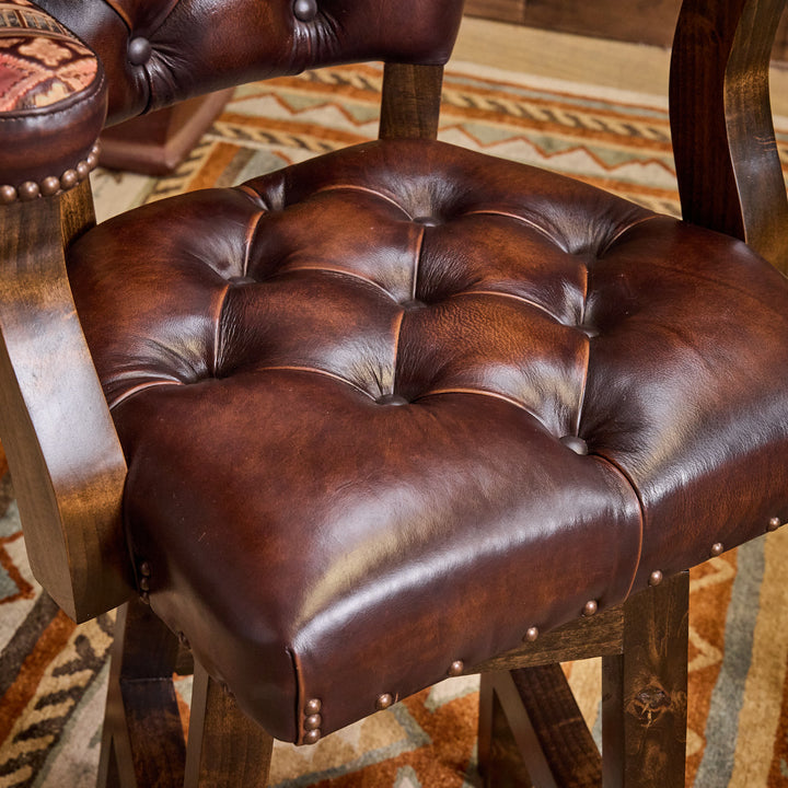Navajo Western Leather Bar Stool