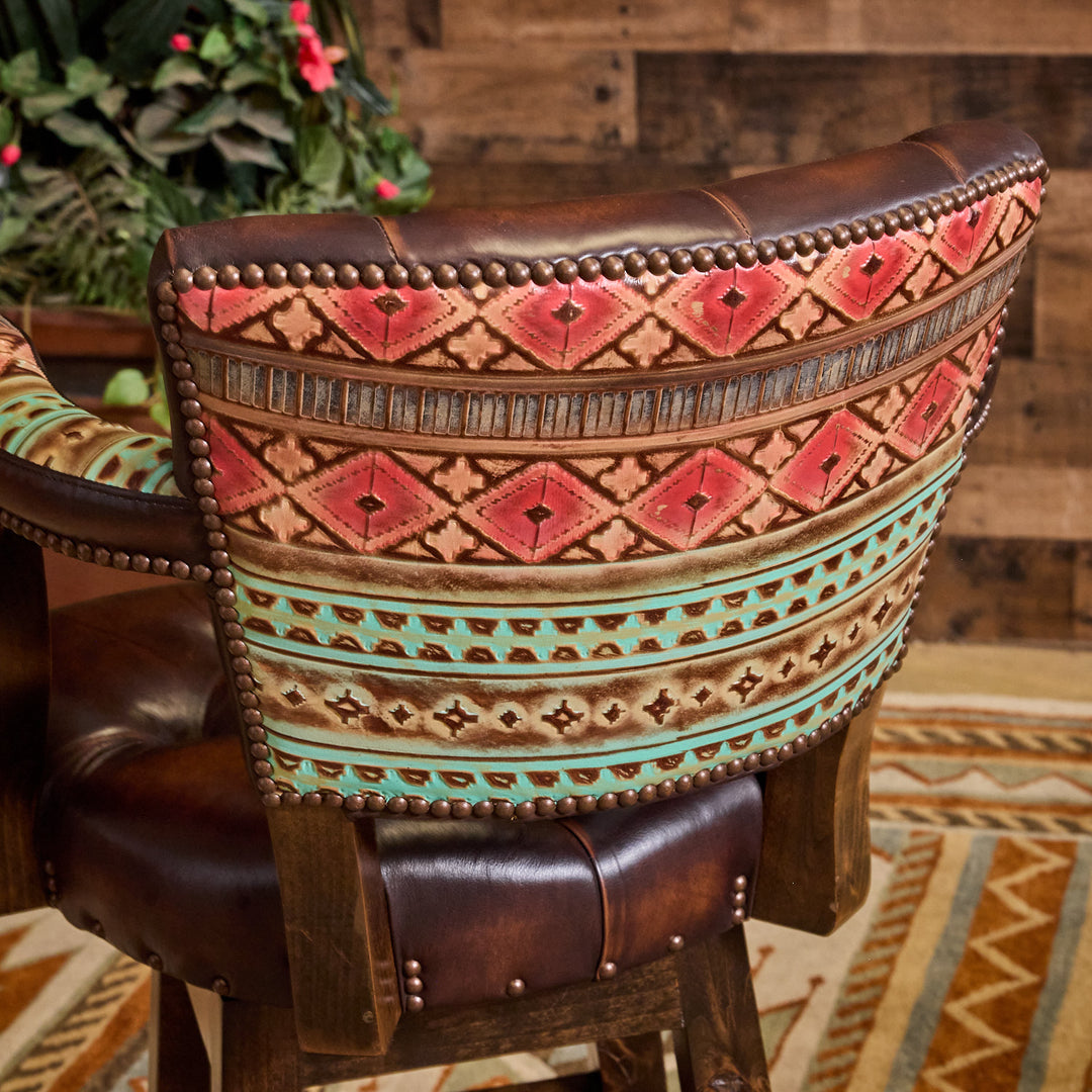 Navajo Western Leather Bar Stool