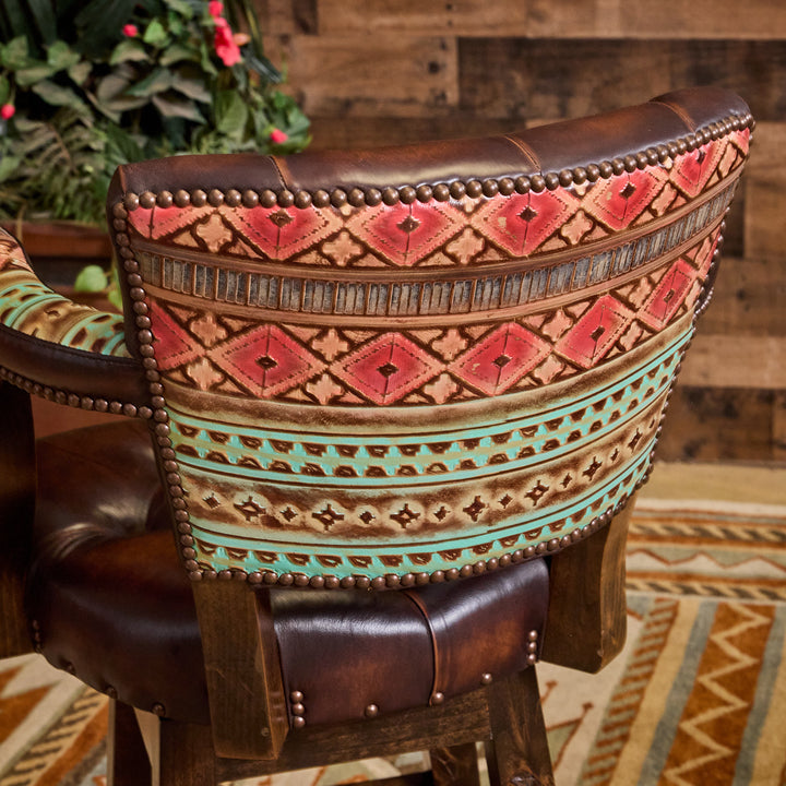 Navajo Western Leather Bar Stool