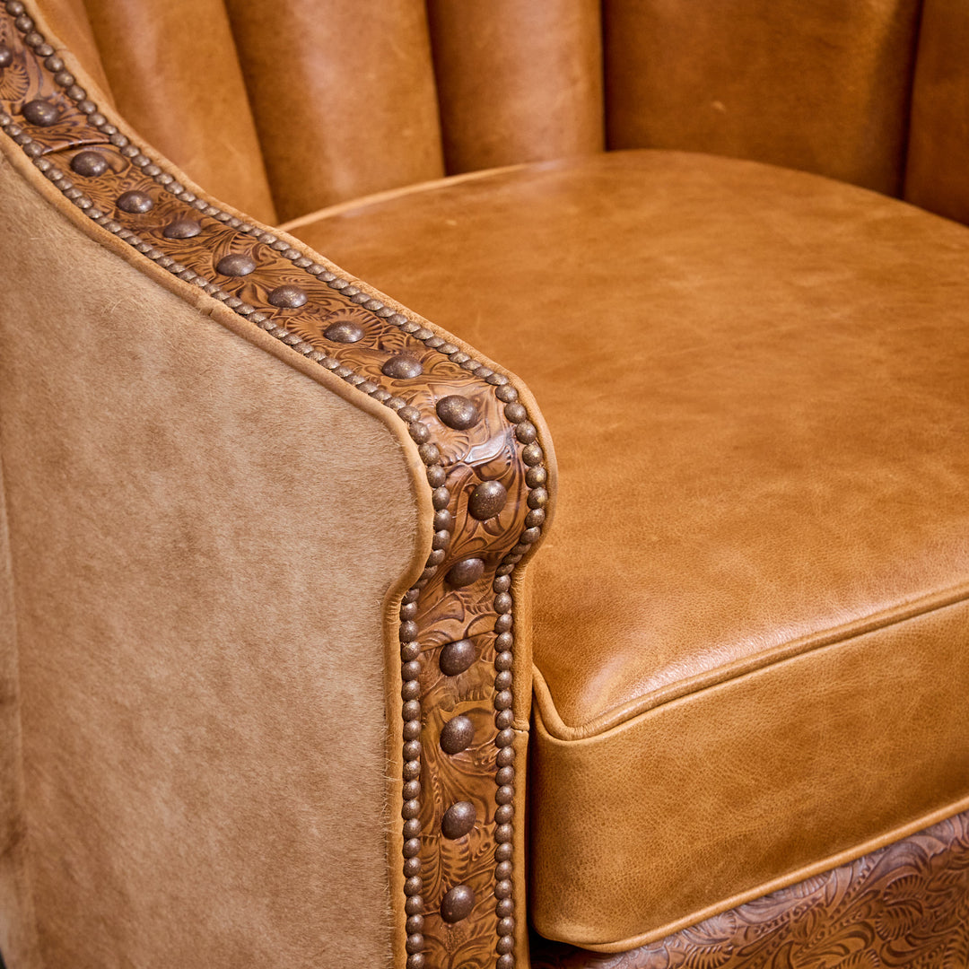 Sycamore Leather and Cowhide Cigar Chair