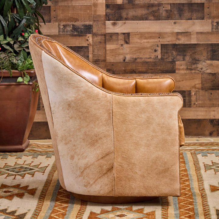 Sycamore Leather and Cowhide Cigar Chair