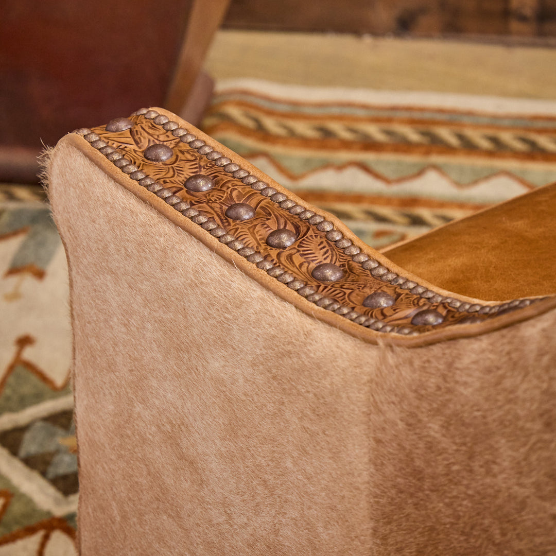 Sycamore Leather and Cowhide Cigar Chair