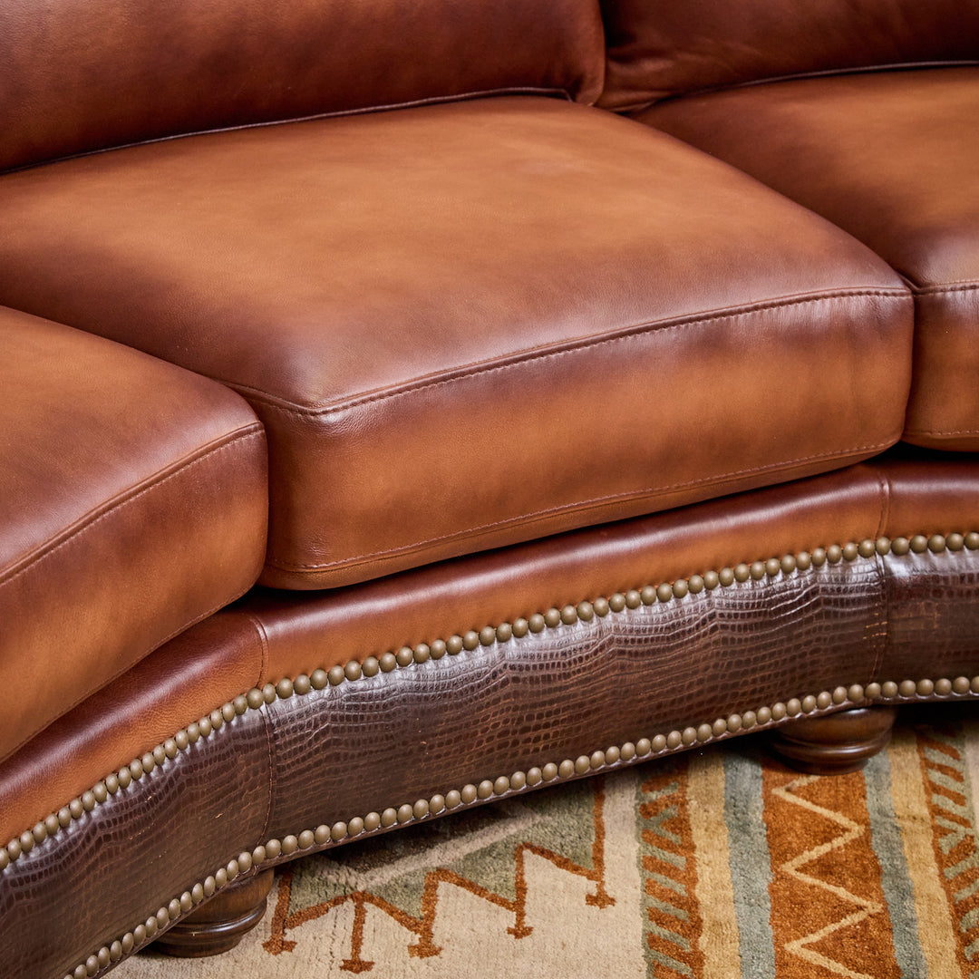 Kayhill Wagon Wheel Curved Leather Sofa
