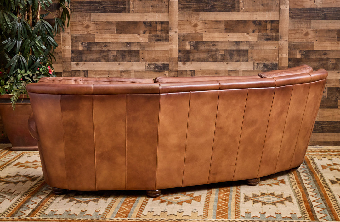 Kayhill Wagon Wheel Curved Leather Sofa