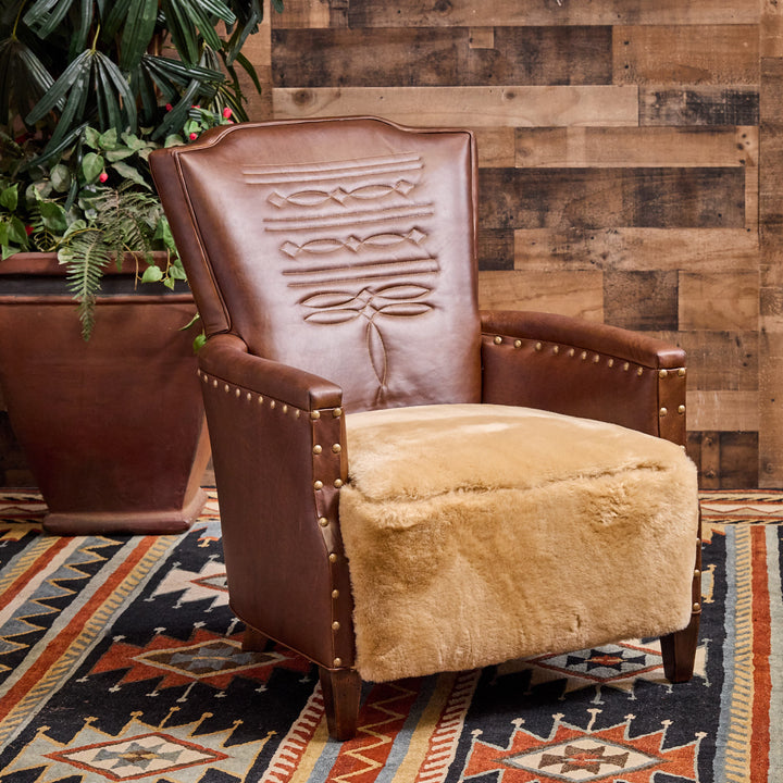Marfa Boot Stitch Leather Shearling Chair
