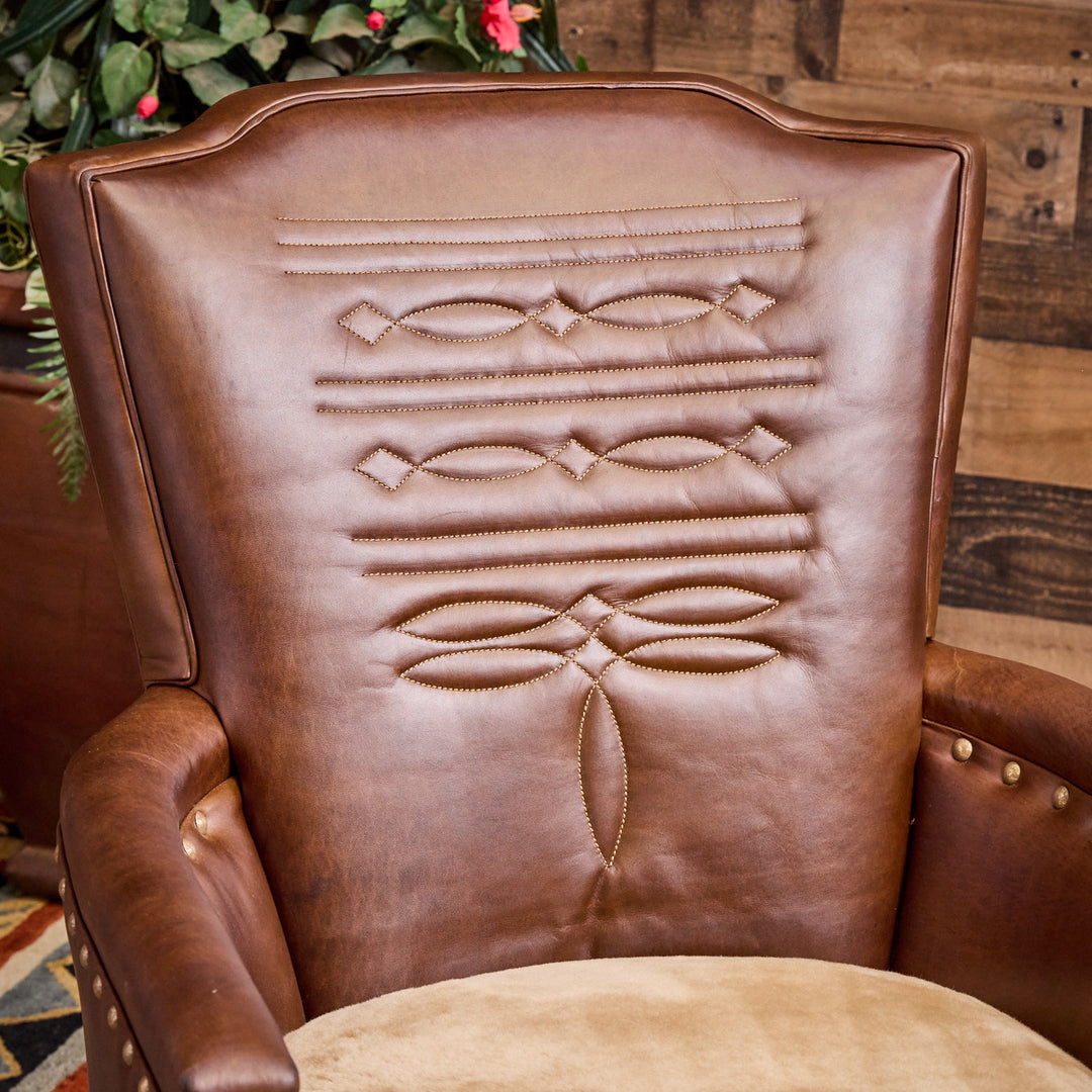 Marfa Boot Stitch Leather Shearling Chair