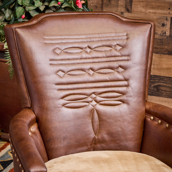 Marfa Boot Stitch Leather Shearling Chair