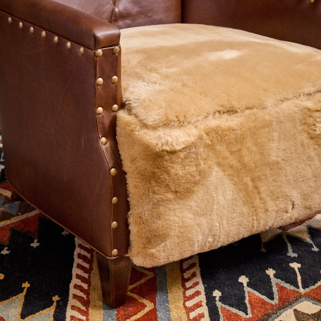 Marfa Boot Stitch Leather Shearling Chair