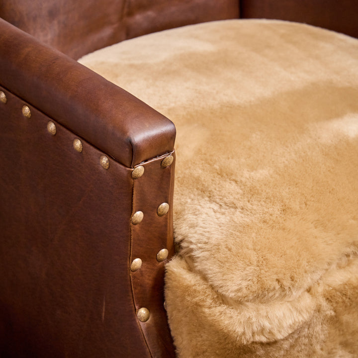 Marfa Boot Stitch Leather Shearling Chair