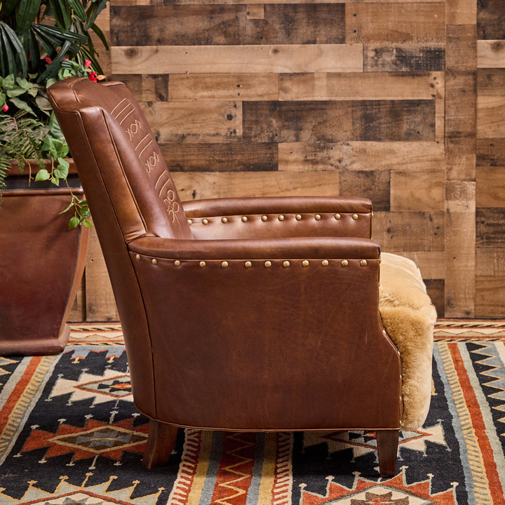 Marfa Boot Stitch Leather Shearling Chair