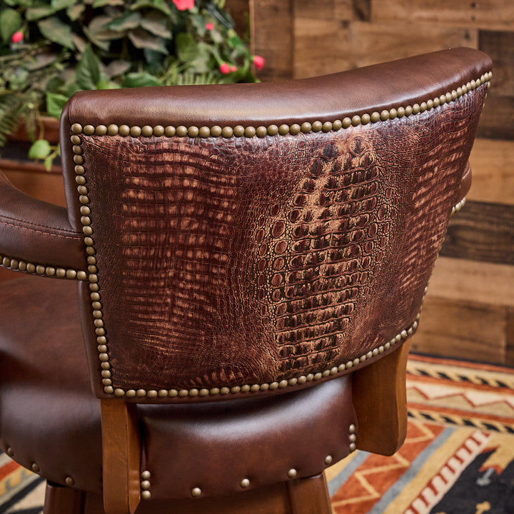 Valentine Croc Western Leather Bar Stool