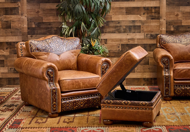 Bosque Ranch Leather Chair and Ottoman