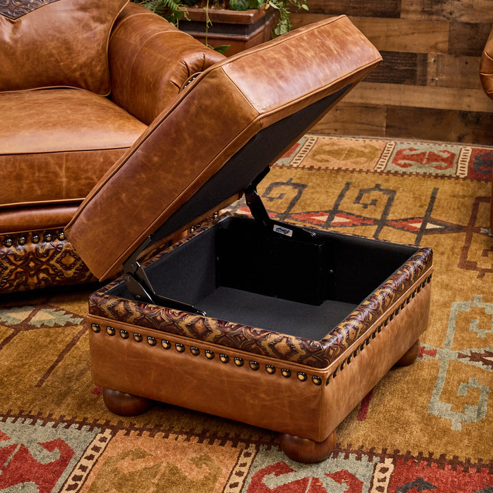 Bosque Ranch Leather Chair and Ottoman
